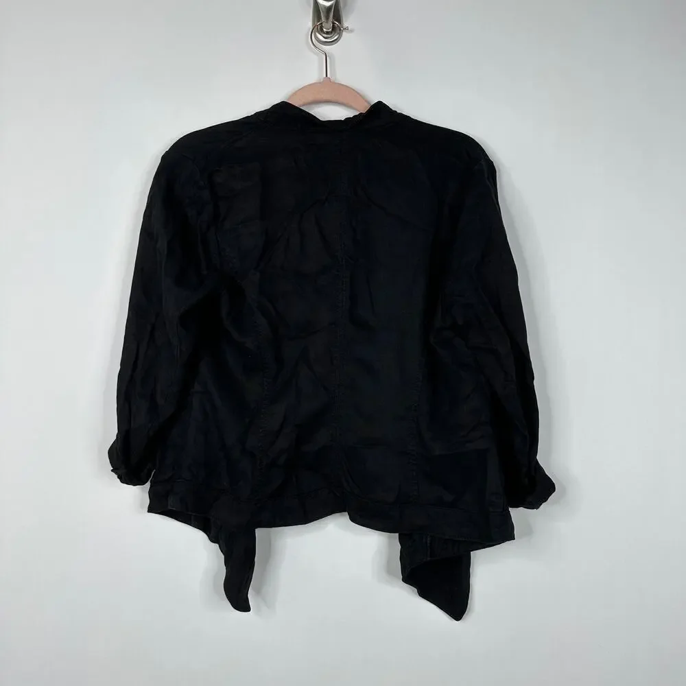2/$30 White House Black Market Cropped Jacket Cinched Sleeve Black MP #8159